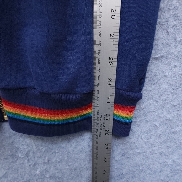 Aviator Nation Rainbow Rib Zip Up Hoodie in Navy - Picture 7 of 8